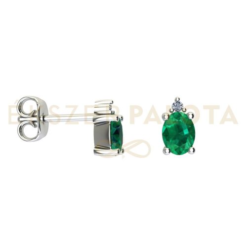 Egyedi smaragd köves, fehérarany fülbevaló gyémánttal - 42987