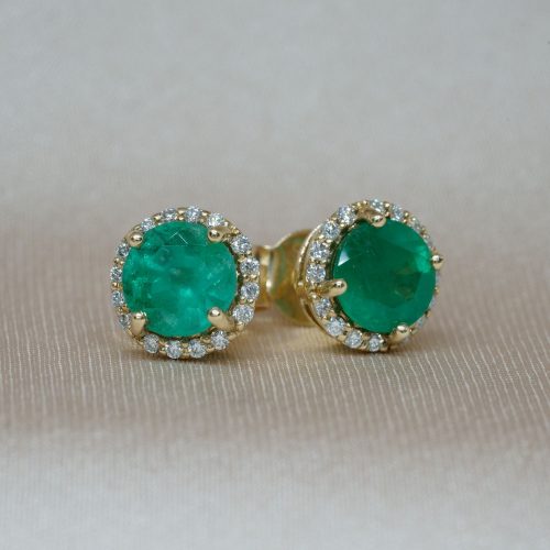 Arany fülbevaló smaragddal és gyémánttal 35018